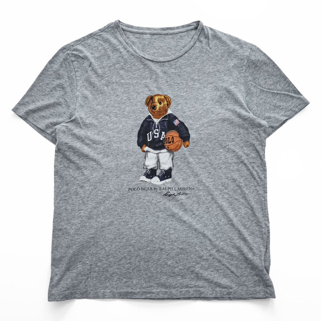 Polo Ralph Lauren ポロベア USA バスケットボール Tシャツ L グレー