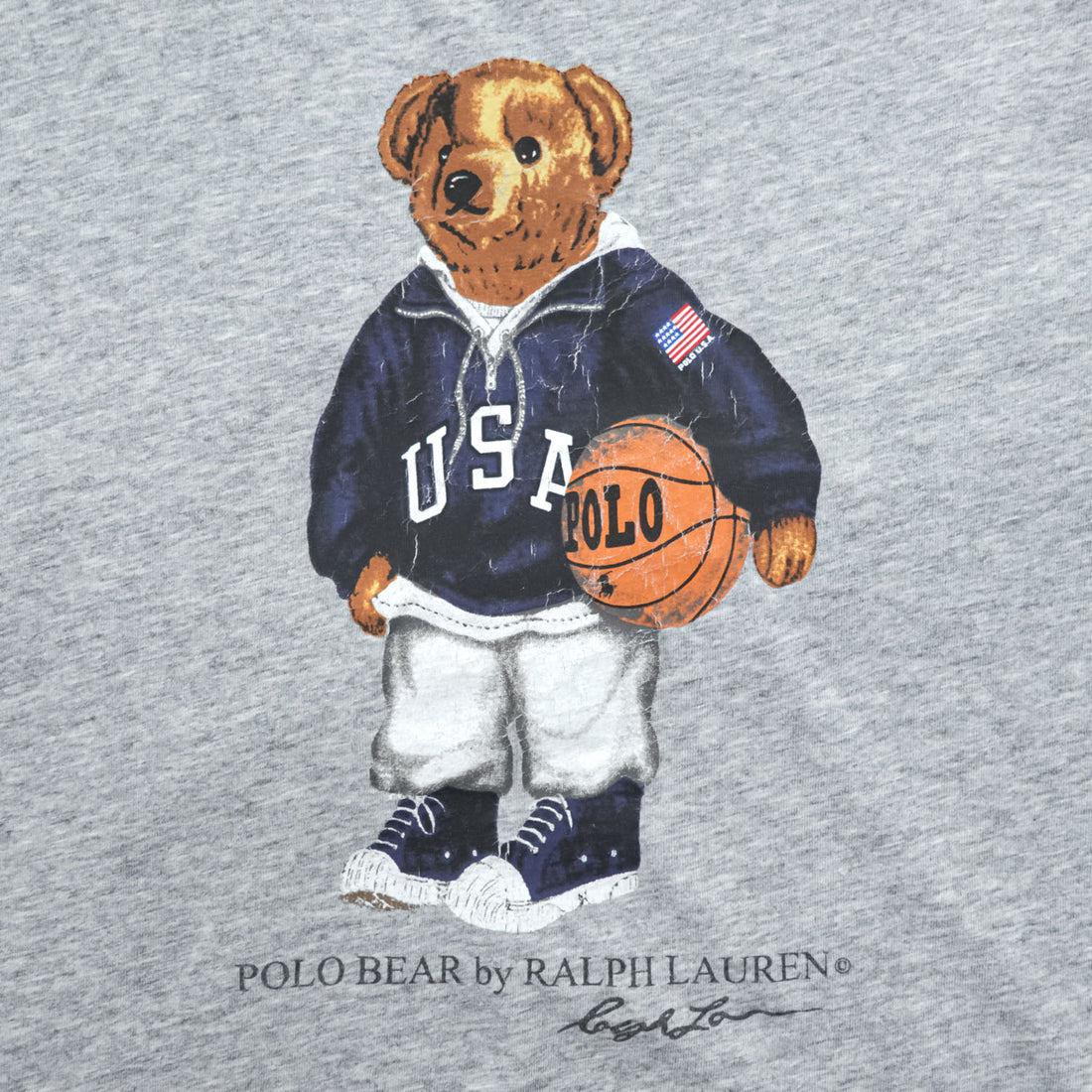 Polo Ralph Lauren ポロベア USA バスケットボール Tシャツ L グレー