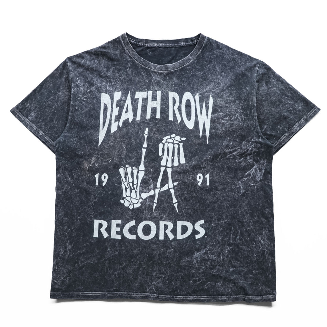 DEATH ROW RECORDS ヒップホップ レーベル Tシャツ L グレー フェード ヴィンテージ加工 ケミカルウォッシュ