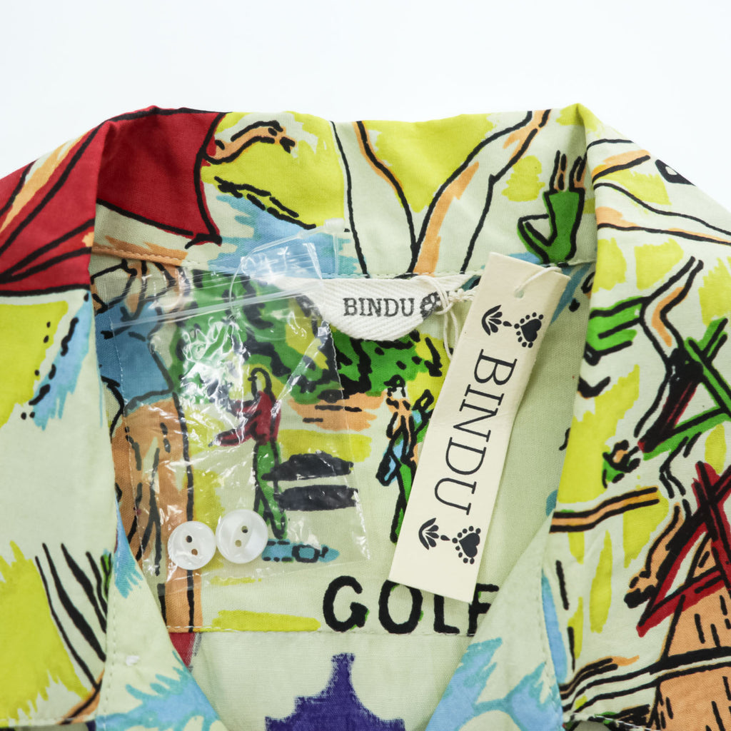 BINDU Atlantic City Map Print Rayon Hawaiian Open Collar Shirt Size L