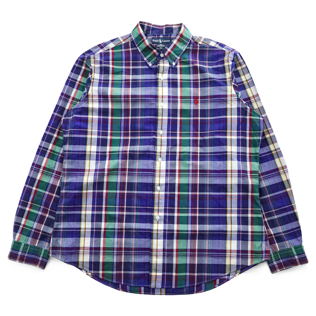 Ralph Lauren 90年代 ヴィンテージ 長袖 マドラスチェックシャツ XL CUSTOM FIT ボタンダウン