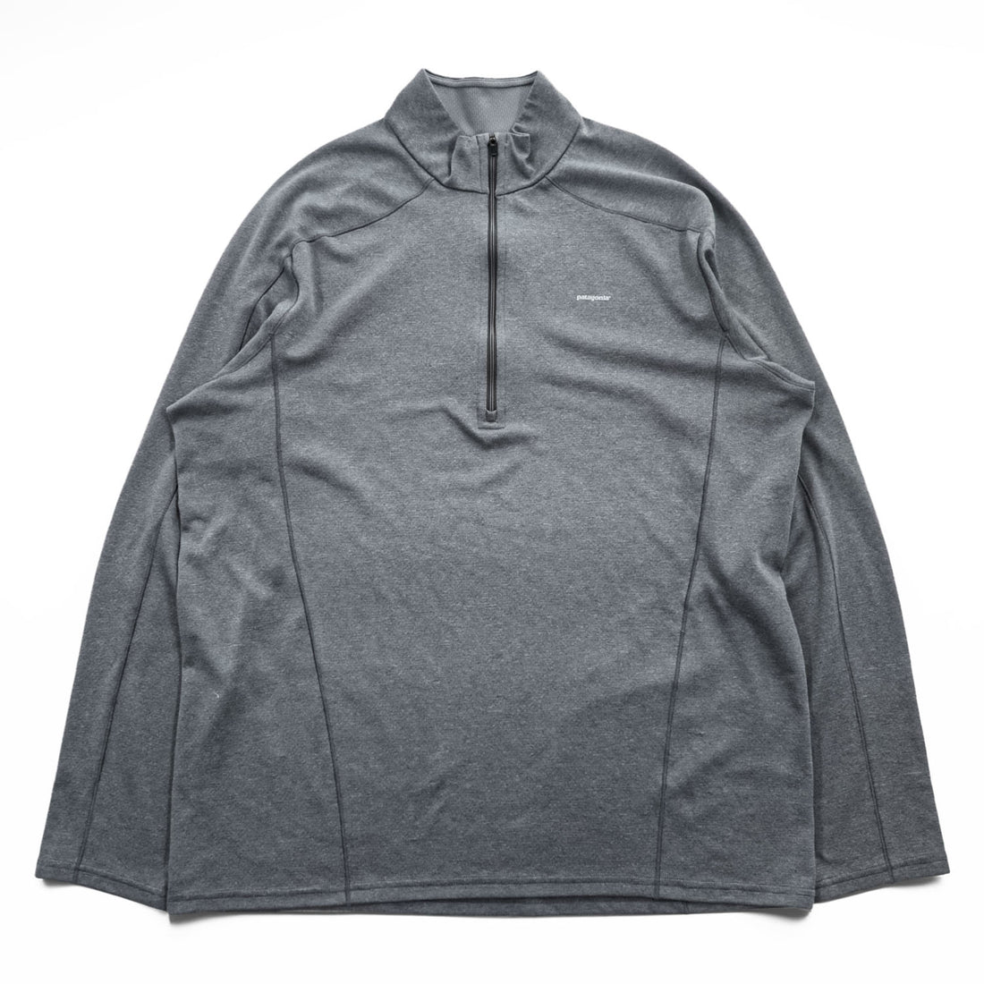 Patagonia Long Sleeve T-Shirt, XL, Grey, Stretch Capilene 3 Midweight Zip Neck Pullover 44441