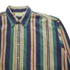 L.L.Bean 90年代 ヴィンテージ 長袖 マルチストライプシャツ XL ベージュ ネイビー 胸ポケット