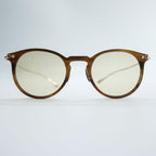 Oliver Peoples OP-505 Round Boston Sunglasses Brown Tortoise Filigree Metal Temples