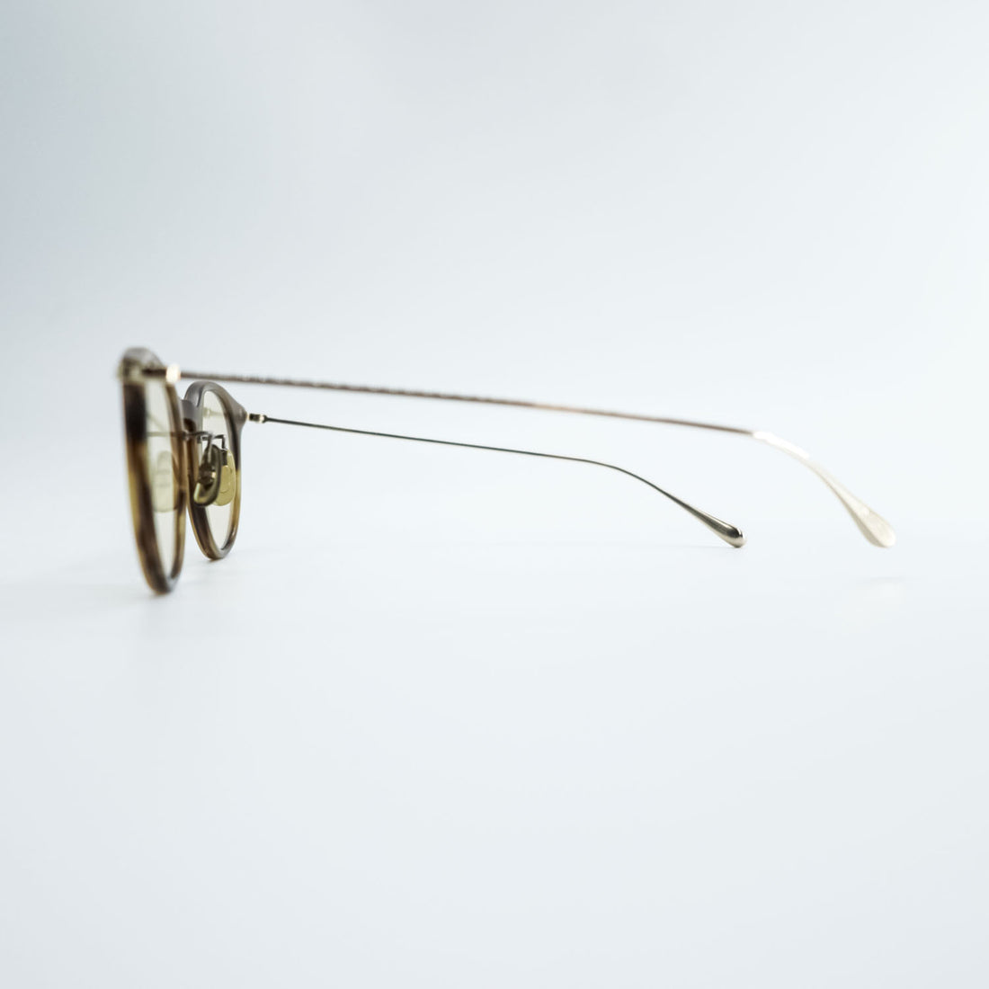 Oliver Peoples OP-505 Round Boston Sunglasses Brown Tortoise Filigree Metal Temples