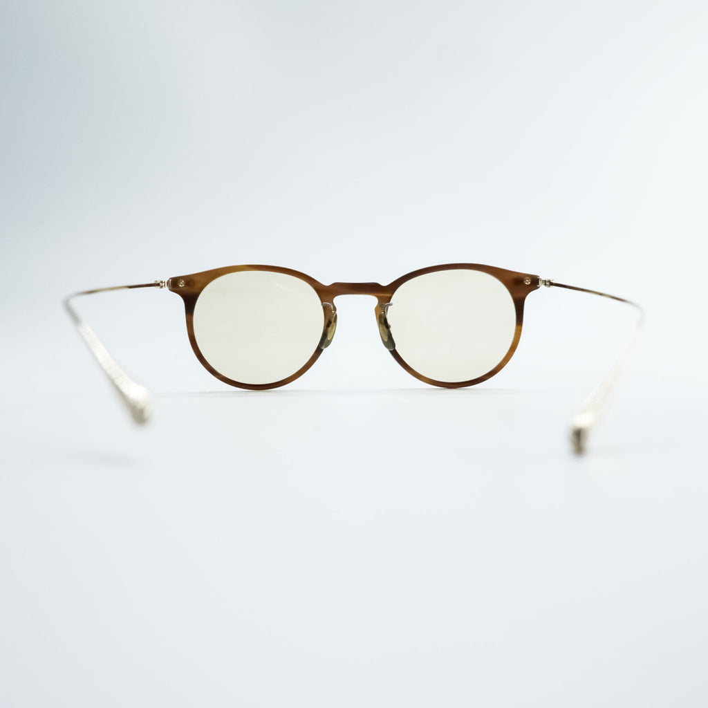 Oliver Peoples OP-505 Round Boston Sunglasses Brown Tortoise Filigree Metal Temples