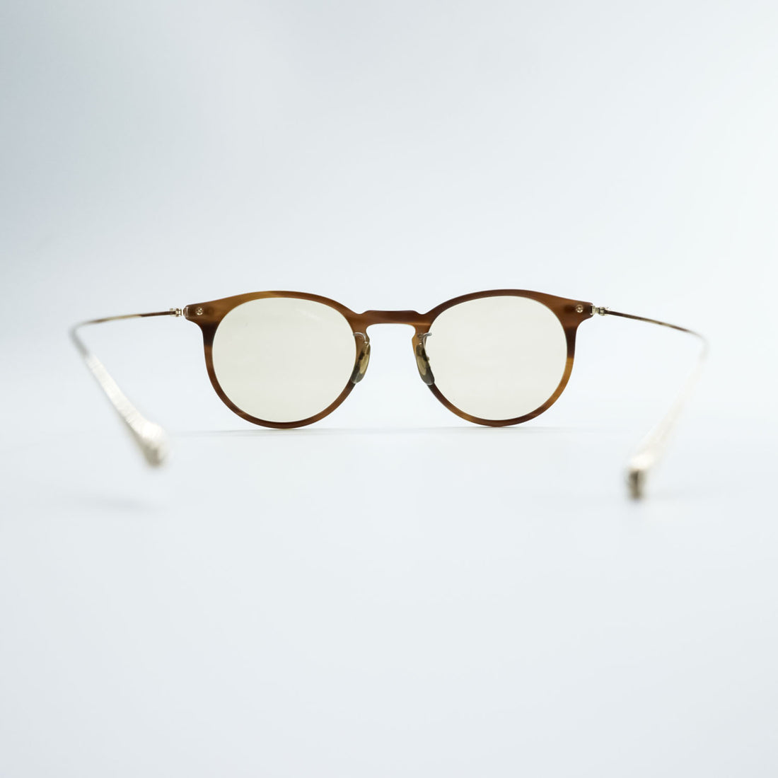 Oliver Peoples OP-505 Round Boston Sunglasses Brown Tortoise Filigree Metal Temples