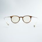 Oliver Peoples OP-505 Round Boston Sunglasses Brown Tortoise Filigree Metal Temples