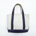 Vintage 90s 00s L.L.Bean Boat and Tote Small Natural Navy Canvas Bag Made in USA