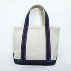 Vintage 90s 00s L.L.Bean Boat and Tote Small Natural Navy Canvas Bag Made in USA