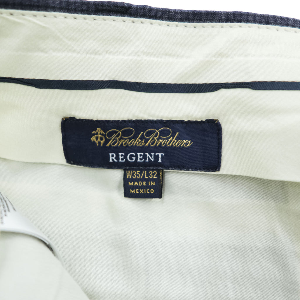 Brooks Brothers Regent Reda Wool Houndstooth Dress Pants Navy W35 L32 Cuffed