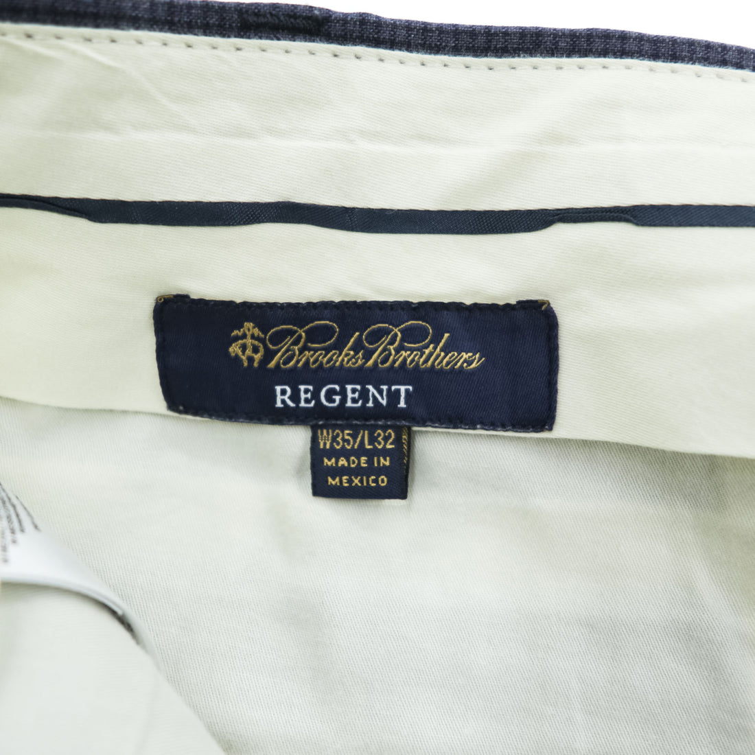 Brooks Brothers Regent Reda Wool Houndstooth Dress Pants Navy W35 L32 Cuffed