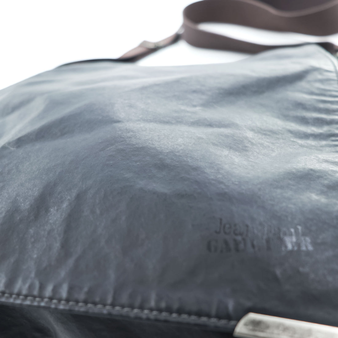 Jean Paul GAULTIER 90年代 ヴィンテージ フラップメッセンジャーバッグ コーティングナイロン ショルダーバッグ チェーンキー ブラック