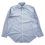 LAUREN RALPH LAUREN 長袖 ドレスシャツ L ブルー ストレッチ CLASSIC FIT チェック