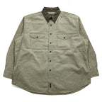 Woolrich Hunting Long Sleeve Shirt, Button Puffer, Elbow Patch, XL, Beige Khaki, 6078
