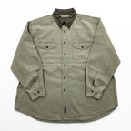 Woolrich Hunting Long Sleeve Shirt, Button Puffer, Elbow Patch, XL, Beige Khaki, 6078