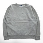 Polo Ralph Lauren 90s Vintage Sweatshirt Small Pony Embroidered Logo Brushed Lining Gray M