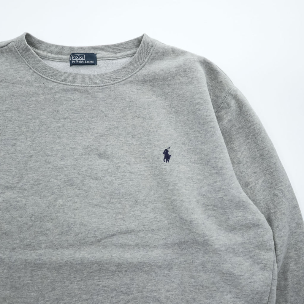 Polo Ralph Lauren 90s Vintage Sweatshirt Small Pony Embroidered Logo Brushed Lining Gray M