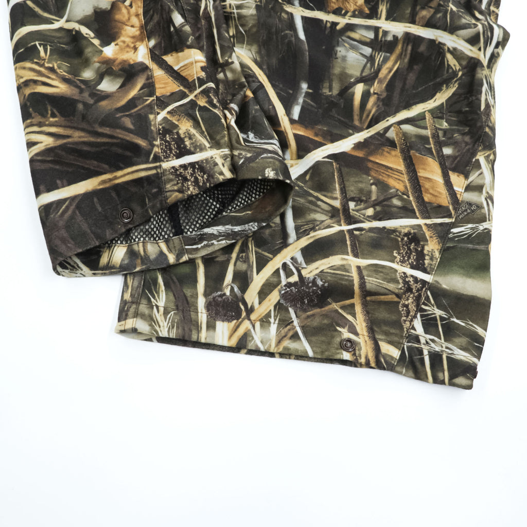 Vintage 90s MAD DOG GEAR Shell Outdoor Pants XL Khaki Green Waterproof Mesh Wide Realtree Camo