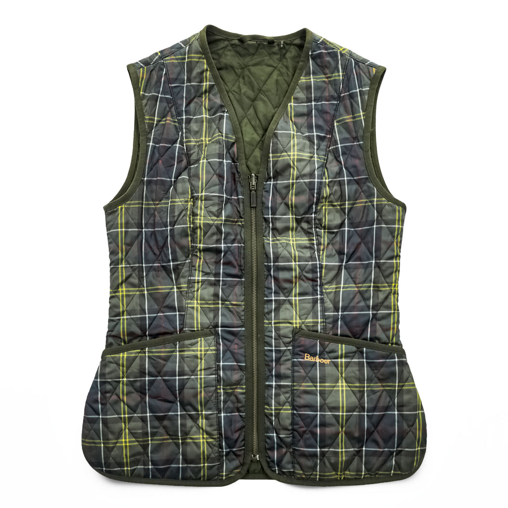 Barbour Vest M Khaki Green Checked Barbour Tartan Betty Quilted Liner LQU0327 TN11
