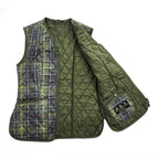 Barbour Vest M Khaki Green Checked Barbour Tartan Betty Quilted Liner LQU0327 TN11