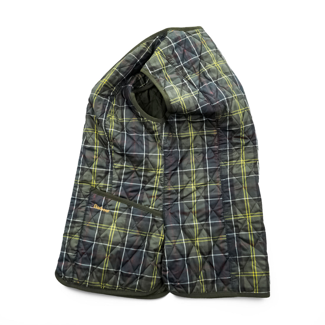 Barbour Vest M Khaki Green Checked Barbour Tartan Betty Quilted Liner LQU0327 TN11