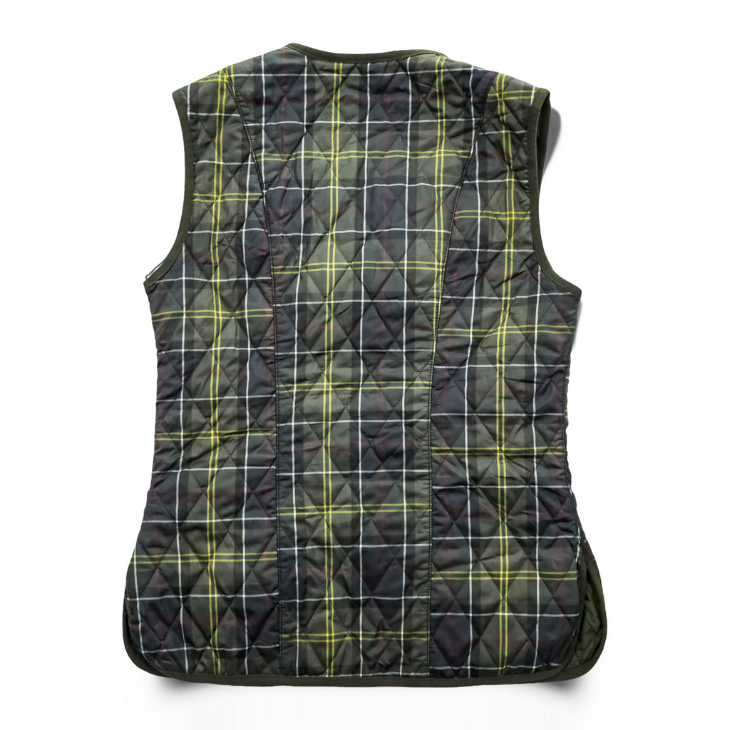 Barbour Vest M Khaki Green Checked Barbour Tartan Betty Quilted Liner LQU0327 TN11