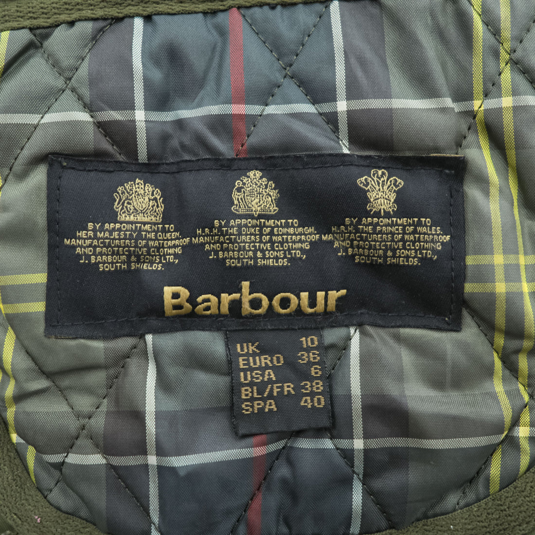 Barbour Vest M Khaki Green Checked Barbour Tartan Betty Quilted Liner LQU0327 TN11