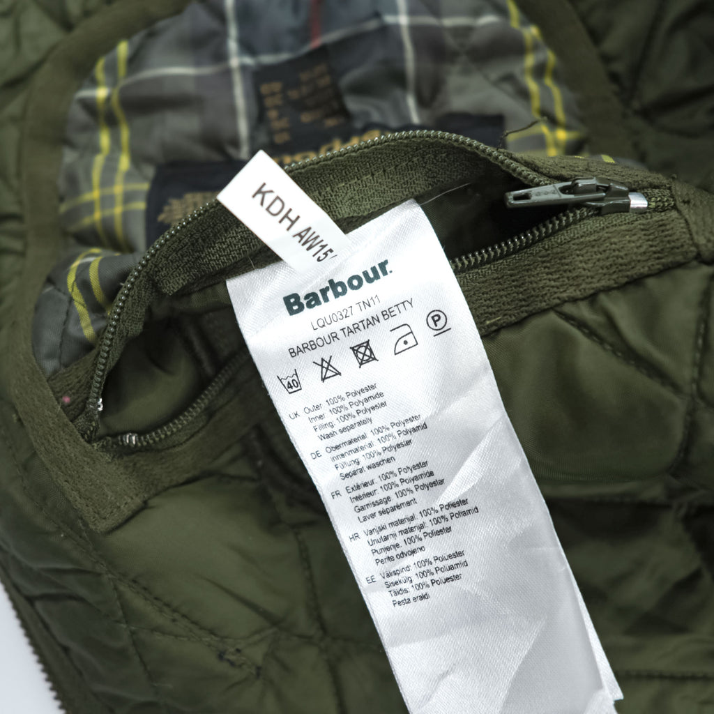 Barbour Vest M Khaki Green Checked Barbour Tartan Betty Quilted Liner LQU0327 TN11
