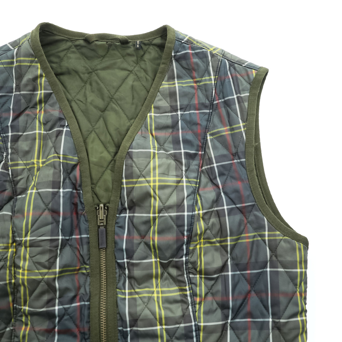 Barbour Vest M Khaki Green Checked Barbour Tartan Betty Quilted Liner LQU0327 TN11