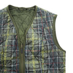 Barbour Vest M Khaki Green Checked Barbour Tartan Betty Quilted Liner LQU0327 TN11