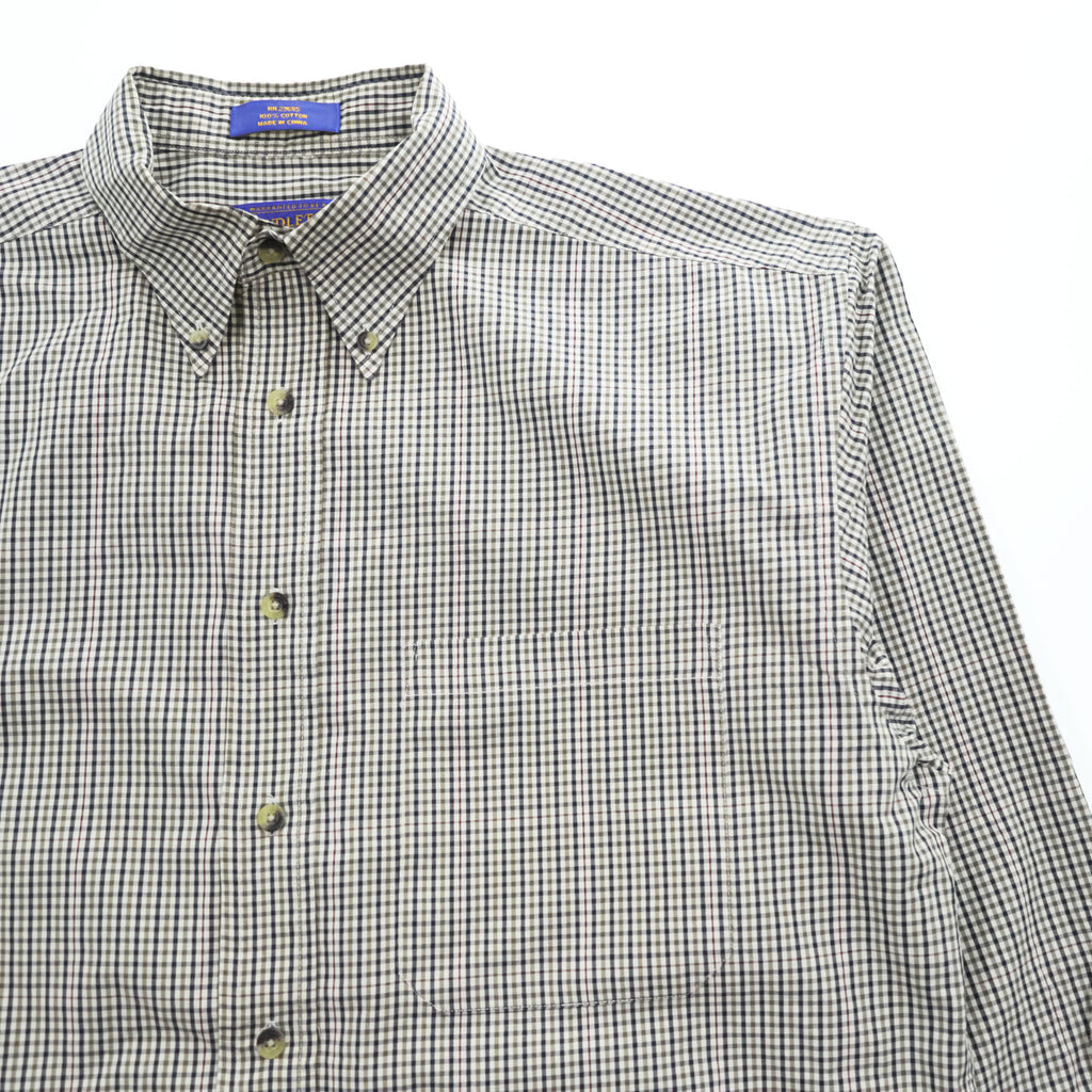 PENDLETON 長袖チェックシャツ M ブラウン ボタンダウン 胸ポケット