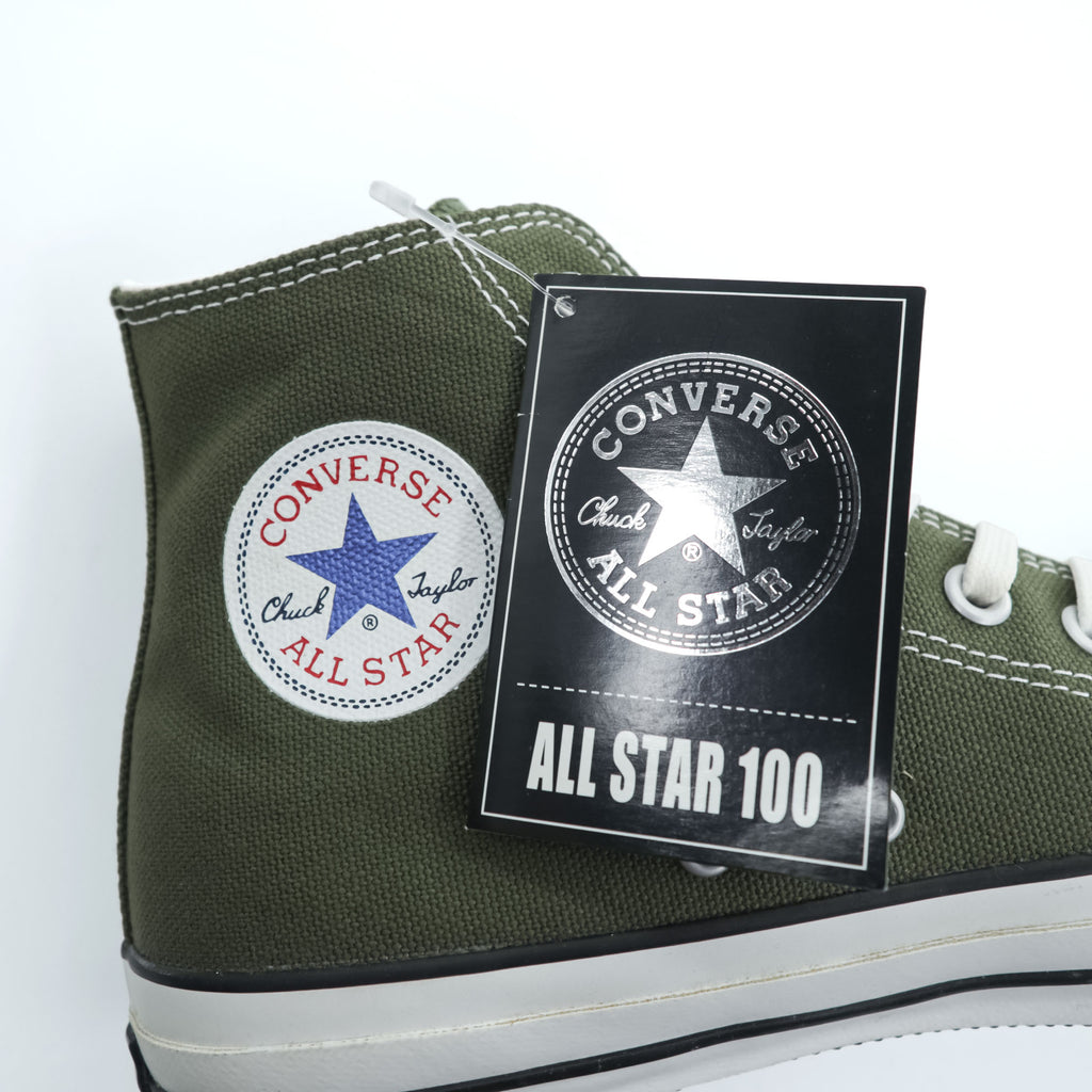 CONVERSE REACT × 倉敷帆布 100周年 オールスター ALL STAR 100 KURASHIKI-HAMPU HI スニーカー 26.5cm カーキ グリーン キャンバス 1CK954 未使用品
