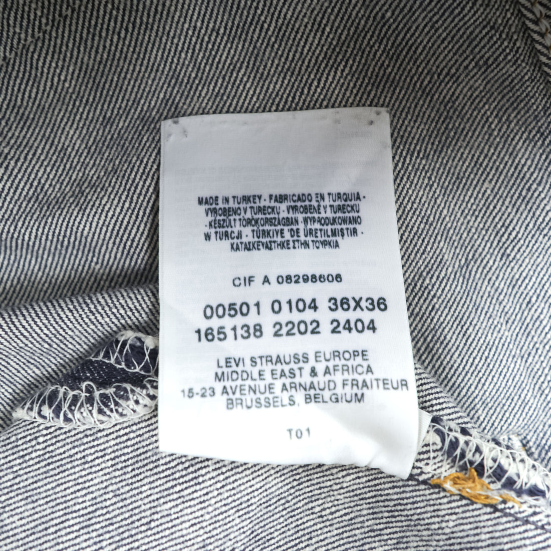 Levi's 00年代 トルコ製 ヴィンテージ 501 デニムパンツ ジーンズ 36 x 36 インディゴ ブルー 濃紺 ボタンフライ ユーロモデル 00501 0104