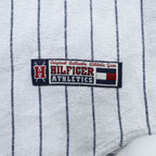 TOMMY HILFIGER 90年代 ヴィンテージ 半袖 ベースボールシャツ M グレー ストライプ 刺繍