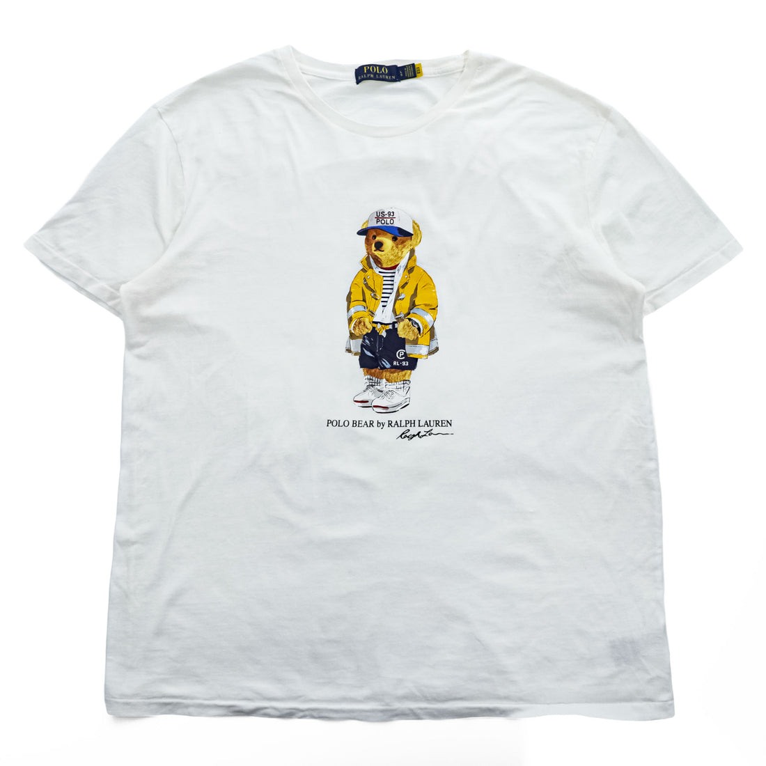 POLO RALPH LAUREN ポロベア Tシャツ L ホワイト イエロージャケット US-93 半袖 コットン100%