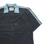 Levi's SILVER TAB 90年代 ヴィンテージ 半袖 ボーリングシャツ 開襟 オープンカラーシャツ L ブラック ブルー バックプリント ボックスシルエット