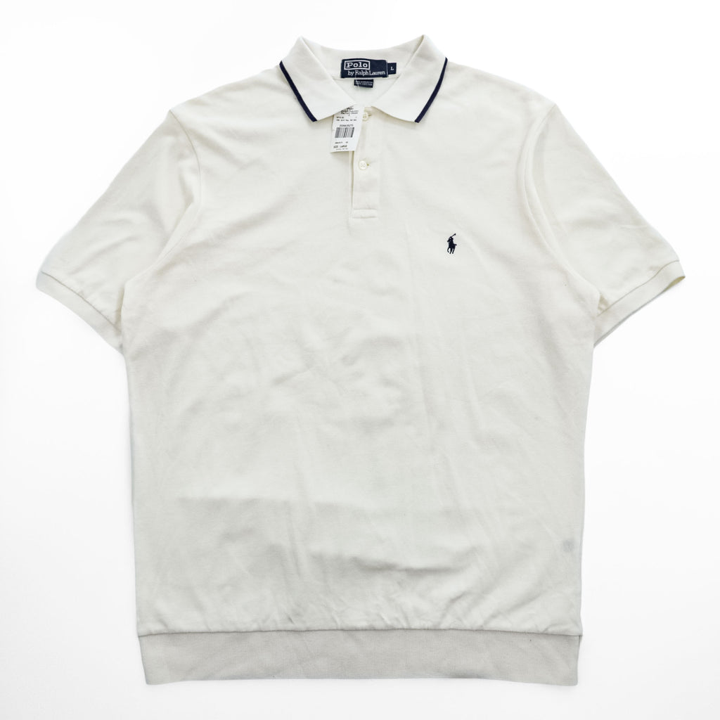 Polo Ralph Lauren 90年代 ヴィンテージ ポロシャツ L スモールポニー ロゴ 刺繍 鹿の子 リブ付き 未使用品