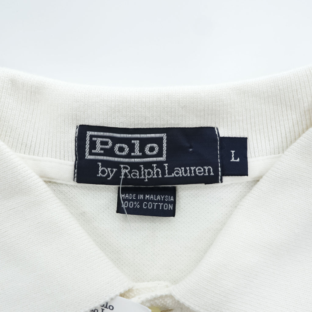 Polo Ralph Lauren 90年代 ヴィンテージ ポロシャツ L スモールポニー ロゴ 刺繍 鹿の子 リブ付き 未使用品