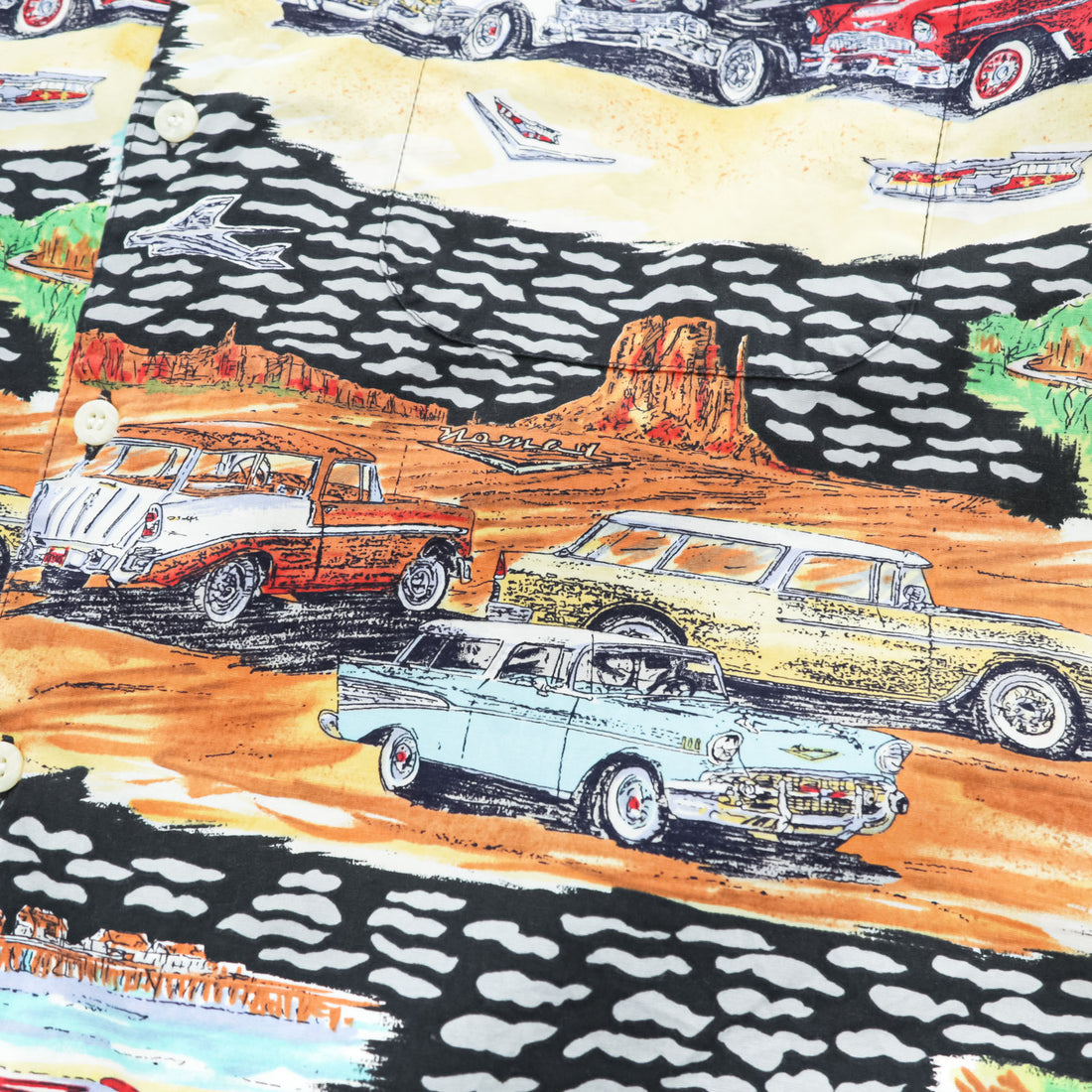 reyn spooner 90年代 ハワイ( USA )製 ヴィンテージ アロハシャツ L マルチカラー 総柄 AMERICAN CLASSICS クラシックカー