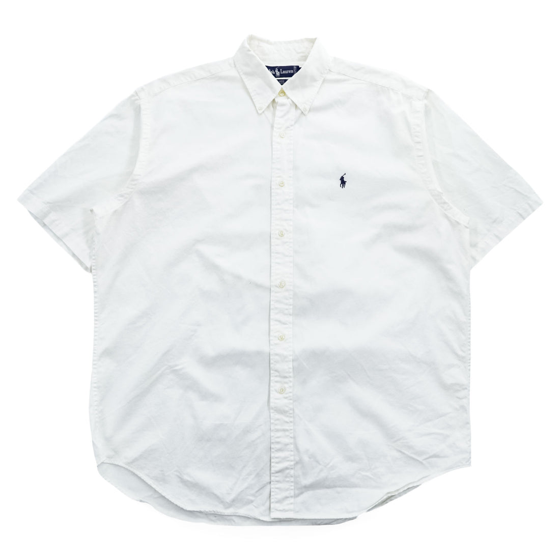Vintage 90s Ralph Lauren BLAIRE White Oxford Short Sleeve Button Down Shirt L Pony