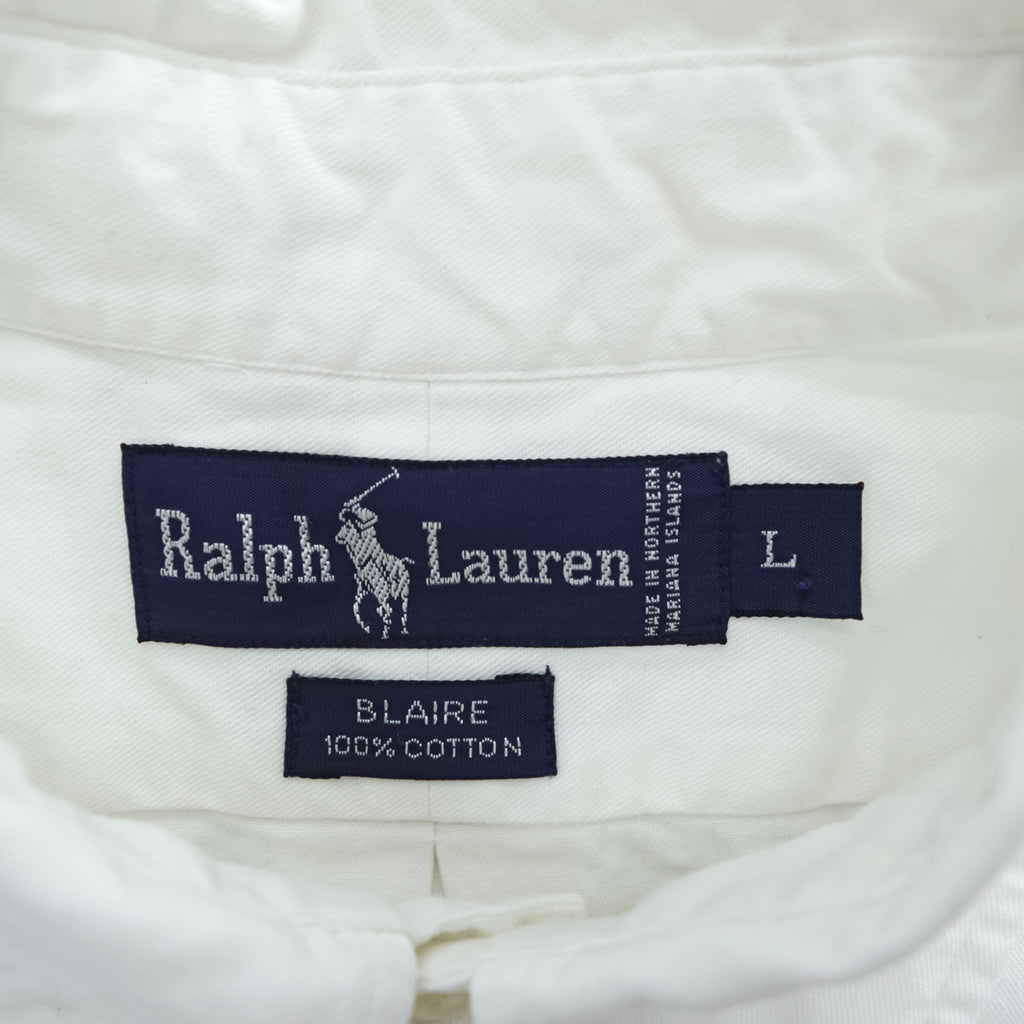 Vintage 90s Ralph Lauren BLAIRE White Oxford Short Sleeve Button Down Shirt L Pony
