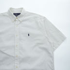 Vintage 90s Ralph Lauren BLAIRE White Oxford Short Sleeve Button Down Shirt L Pony