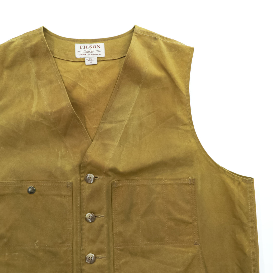 FILSON USA製 オイルドティンクロス ワークベスト OIL TIN CLOTH VEST ダークタン L 11010265