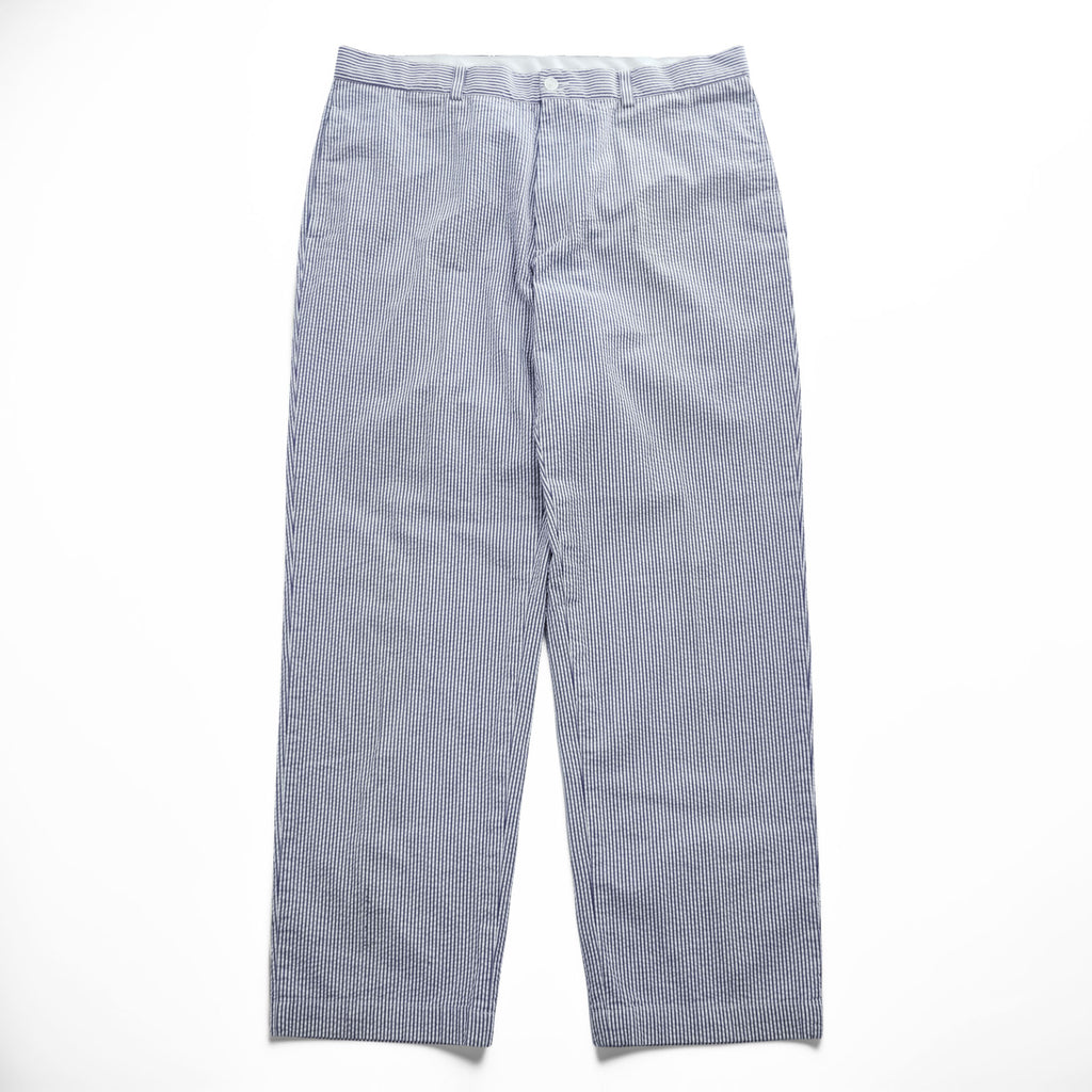 Brooks Brothers 346 シアサッカー スラックス パンツ L ブルー ホワイト ストライプ