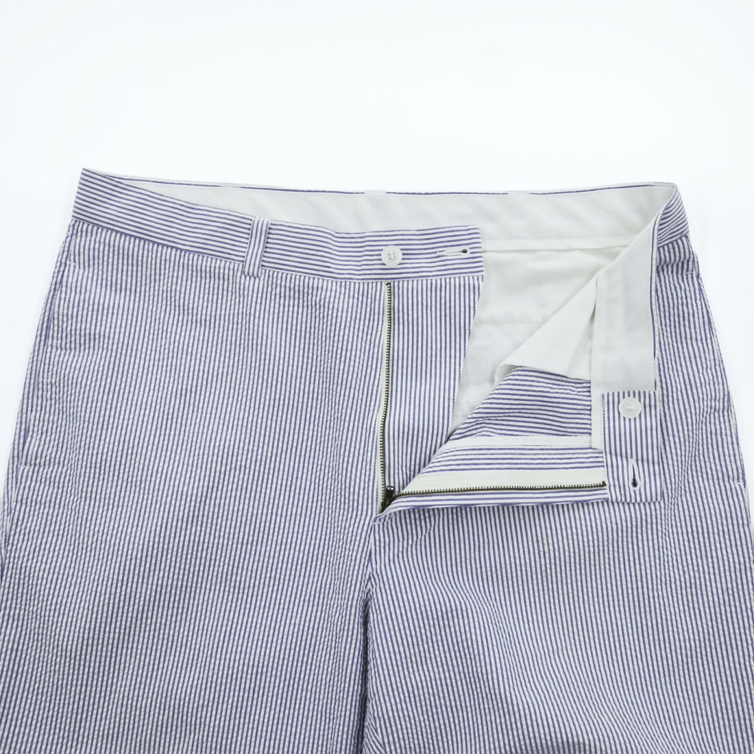 Brooks Brothers 346 シアサッカー スラックス パンツ L ブルー ホワイト ストライプ