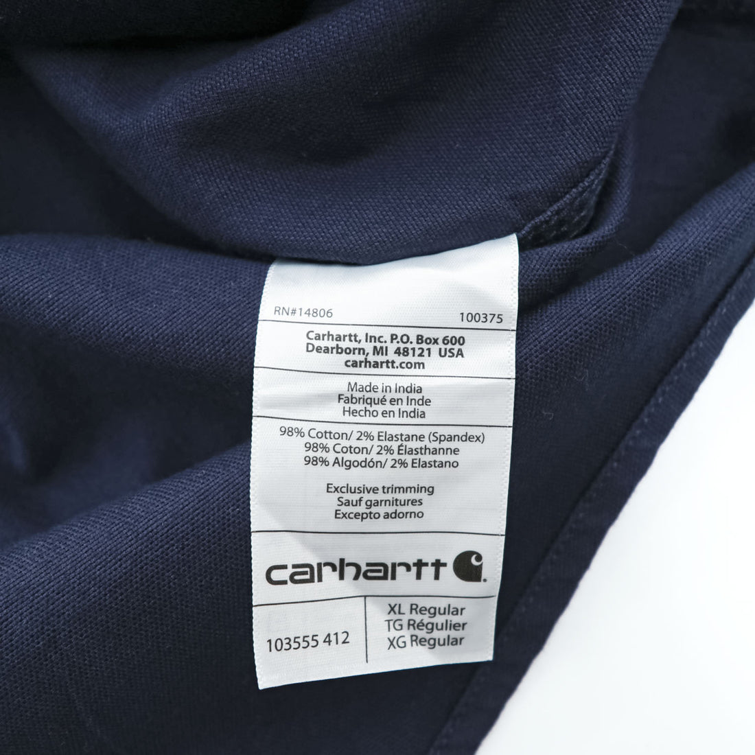 carhartt 半袖 ワークシャツ XL ネイビー キャンバス ストレッチ ビッグサイズ Rugged Flex Relaxed Fit Midweight Canvas S/S Shirt ボタンダウン TW3555-M 未使用品