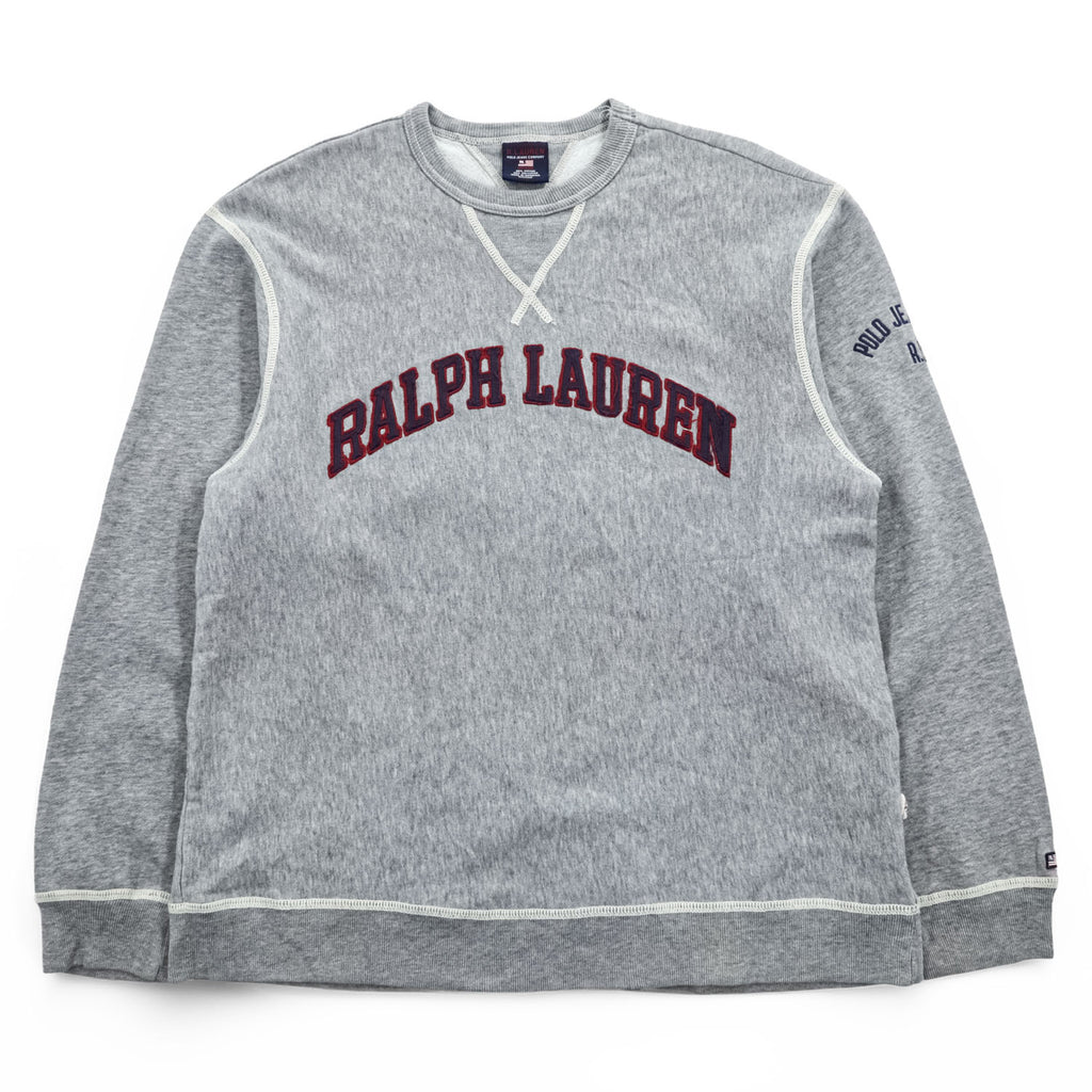 Ralph Lauren 90年代 ヴィンテージ スウェット トレーナー M グレー 刺繍 アーチロゴ POLO JEANS COMPANY