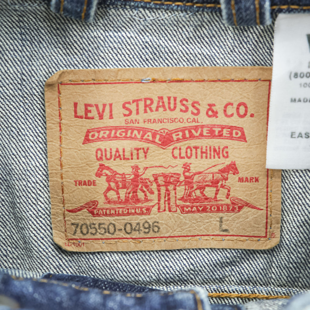 Levi's 00年代 ヴィンテージ スタンドカラー デニムジャケット Gジャン L インディゴ EASY RIDER シングル ライダース USAモデル スナップボタン 70550-0496