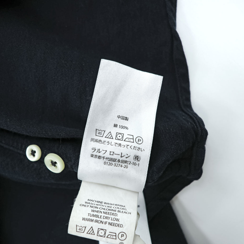 Ralph Lauren 半袖 オックスフォードシャツ XL ブラック スモールポニー ロゴ 刺繍 ビッグサイズ ボタンダウン